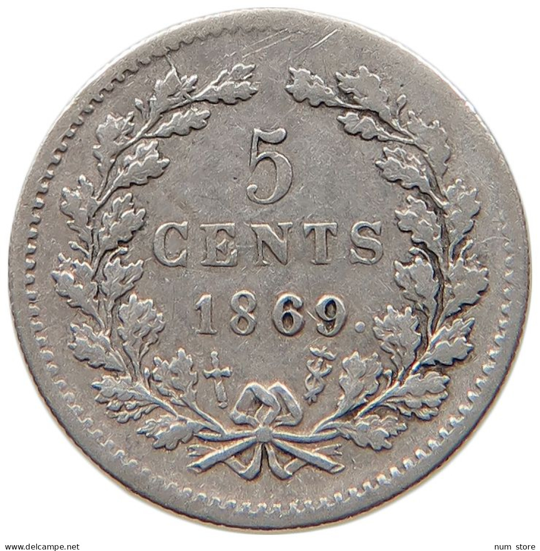 NETHERLANDS 5 CENTS 1869 #s100 0547 - 1849-1890 : Willem III
