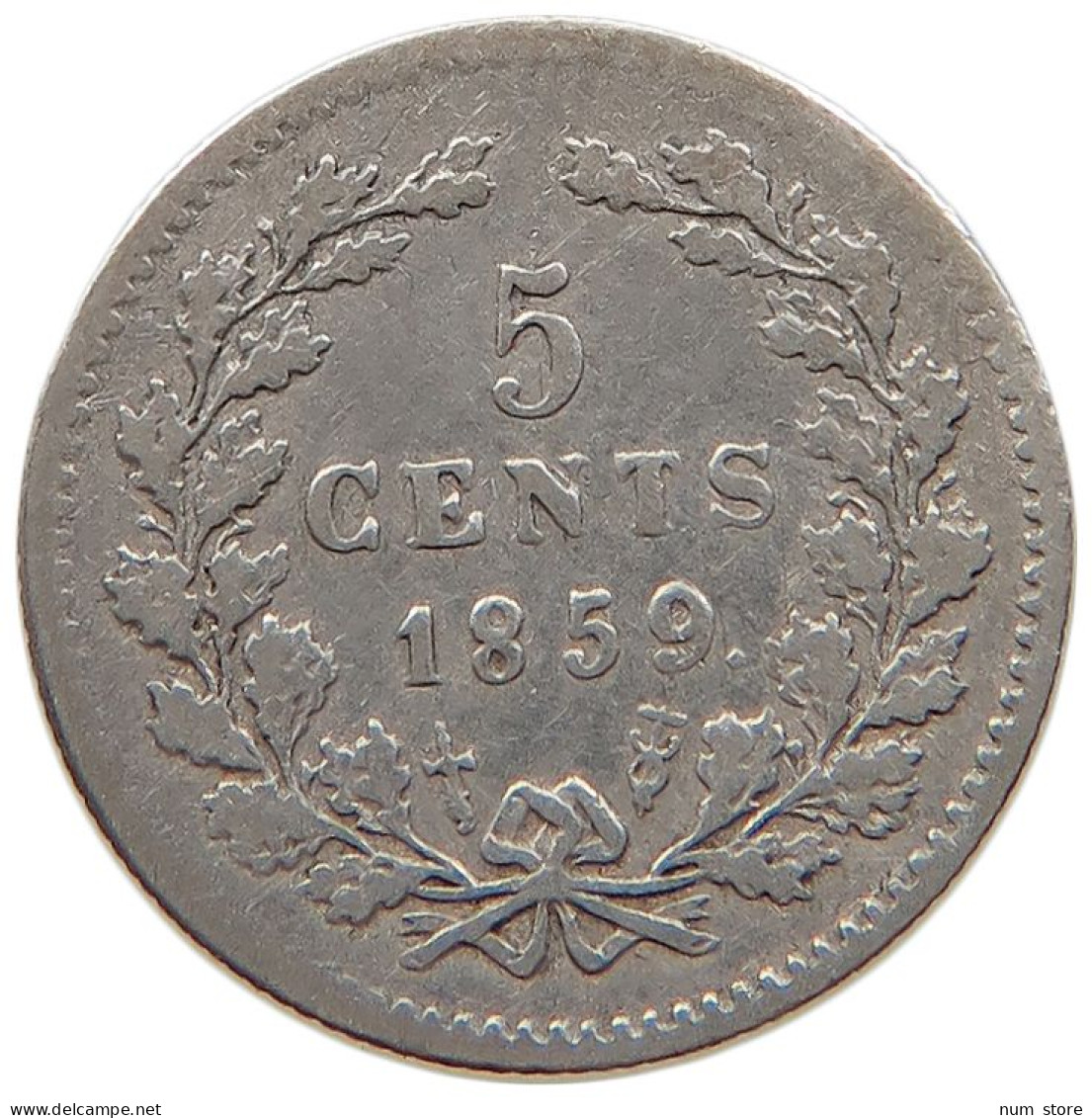 NETHERLANDS 5 CENTS 1859 #s100 0577 - 1849-1890 : Willem III