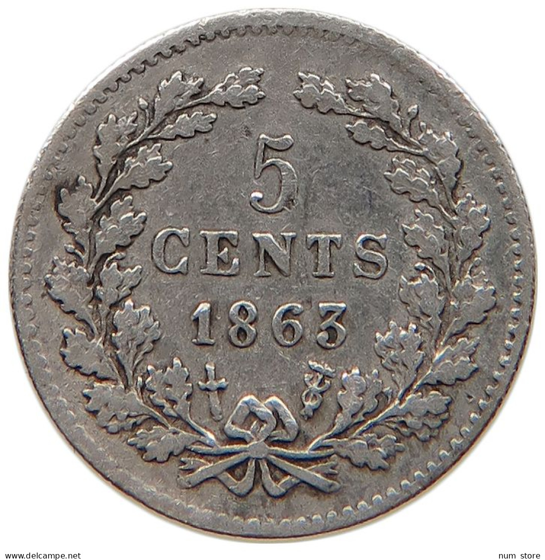 NETHERLANDS 5 CENTS 1863 #s100 0551 - 1849-1890: Willem III.