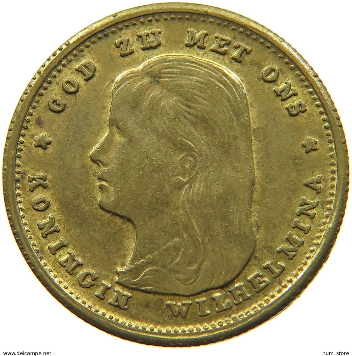 NETHERLANDS 10 GULDEN 1897 GOLD PLATED COPPER RESTRIKE COPY #s089 0077 - Sammlungen