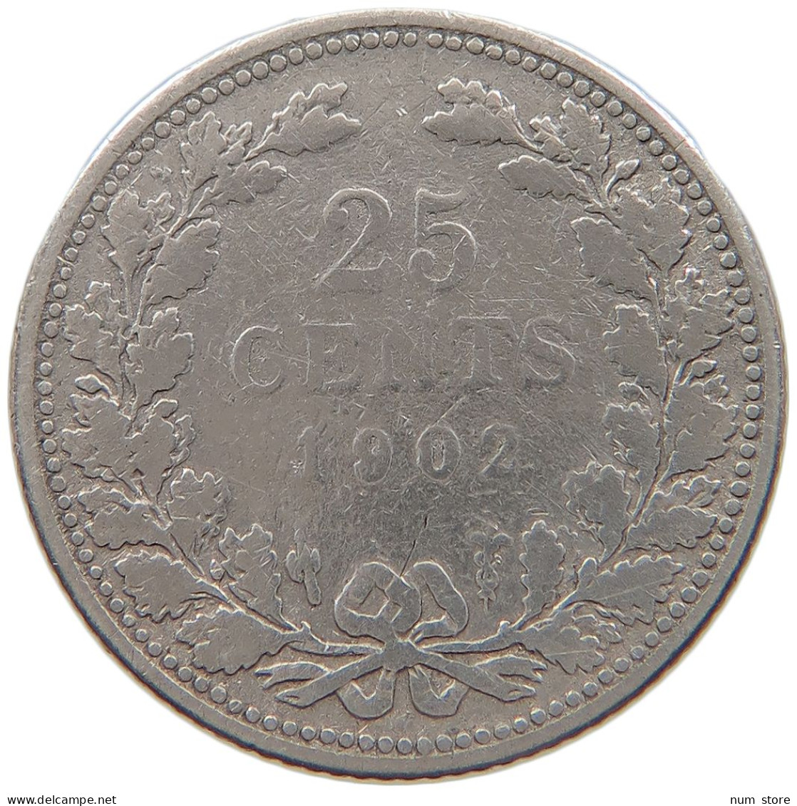 NETHERLANDS 25 CENTS 1902 #s096 0275 - 25 Cent