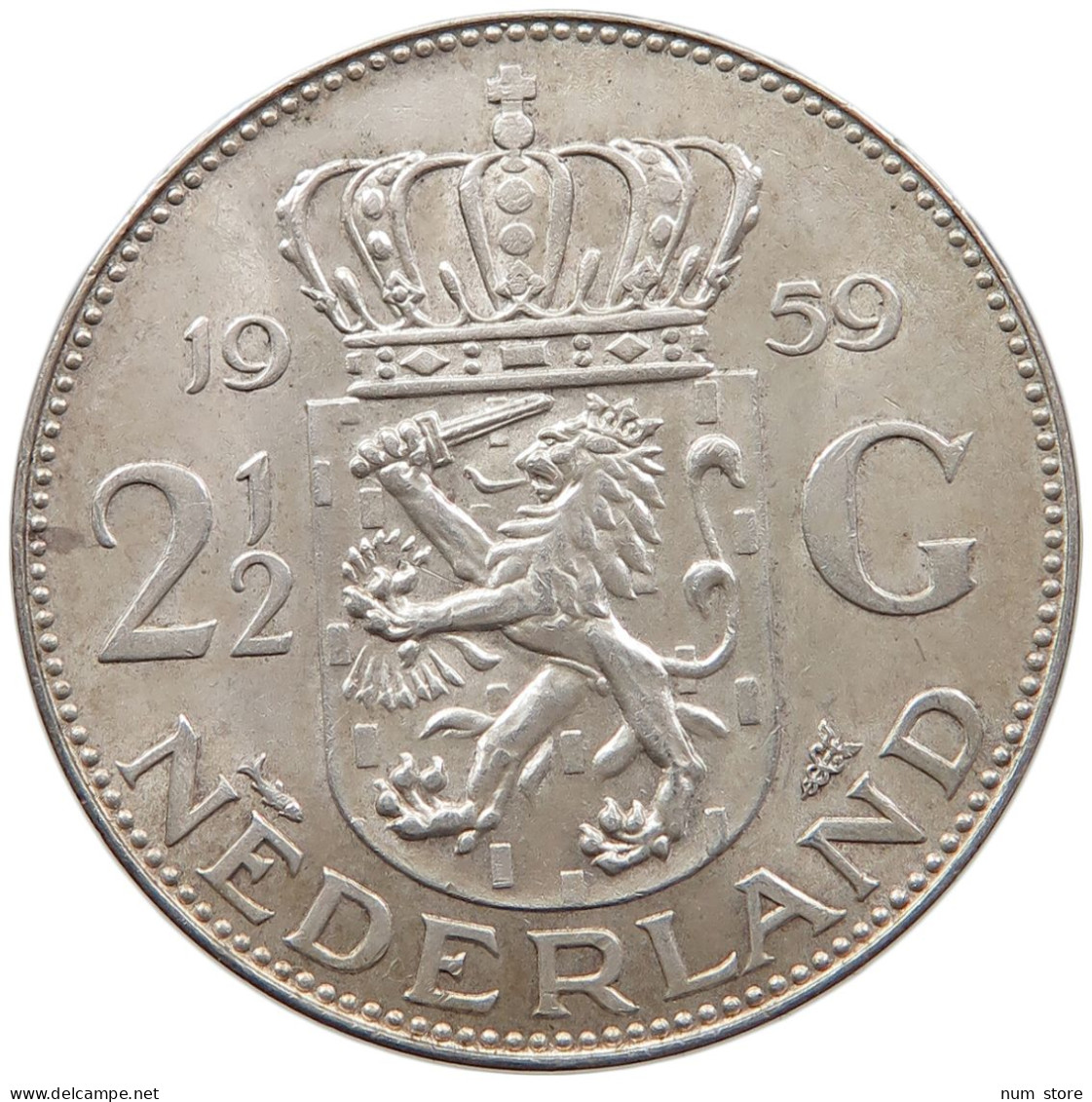 NETHERLANDS 2 1/2 GULDEN 1959 #s092 0367 - 1948-1980 : Juliana