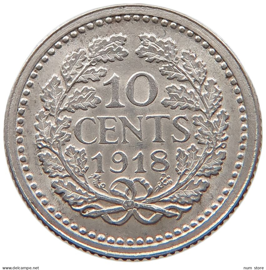 NETHERLANDS 10 CENTS 1918 #s100 0585 - 10 Cent