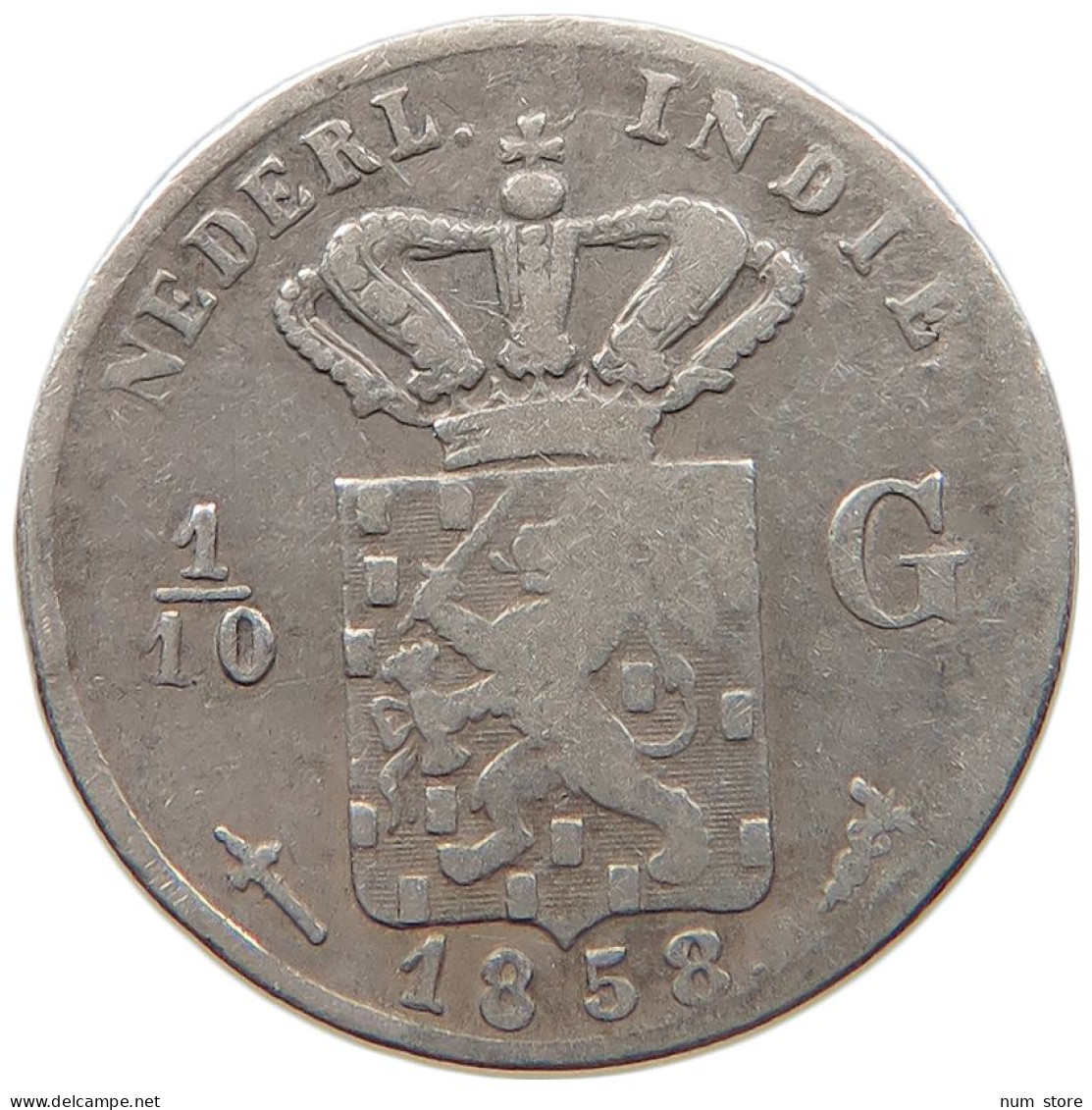 NETHERLANDS 1/10 GULDEN 1858 #s096 0319 - 1849-1890 : Willem III