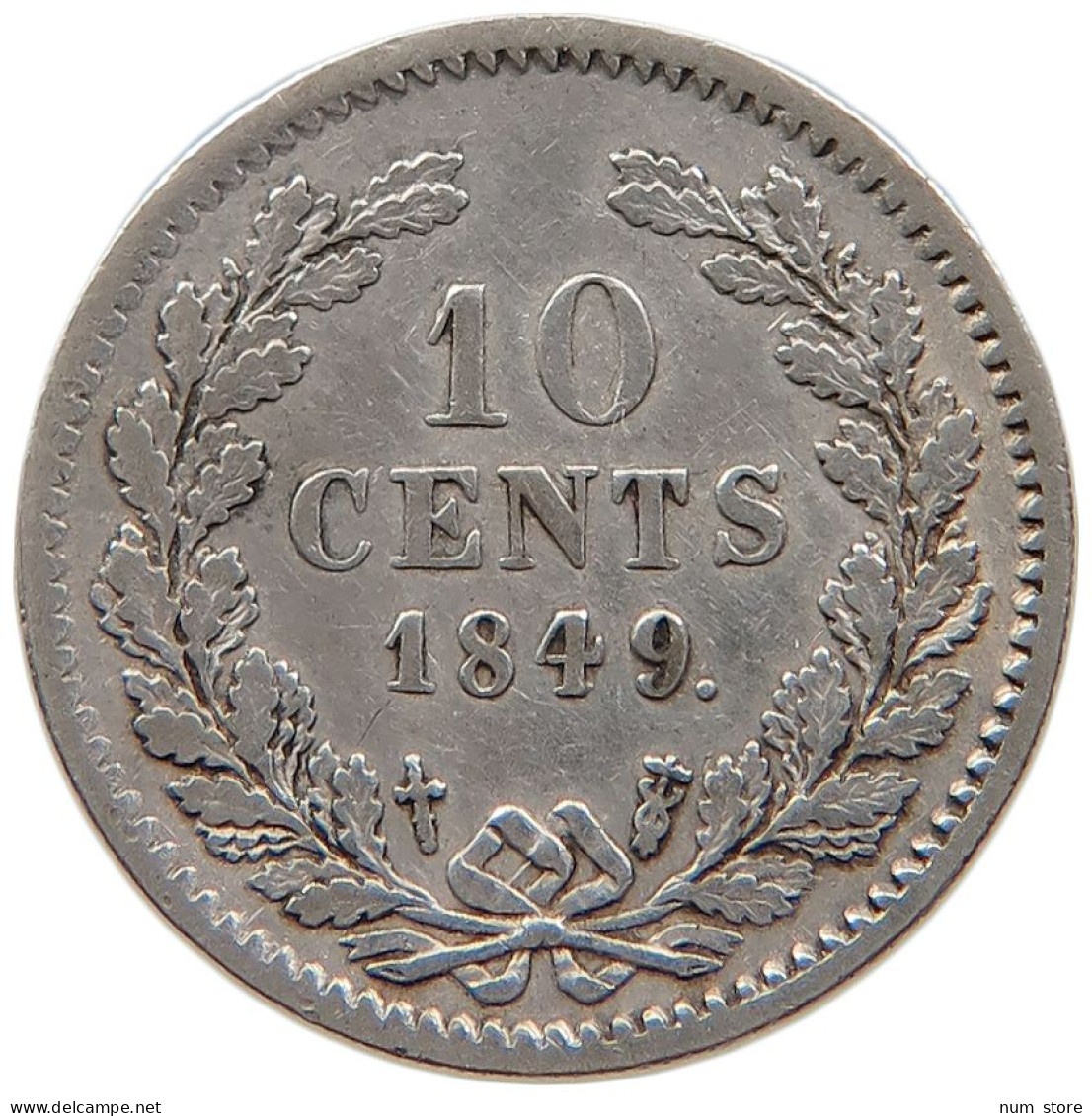 NETHERLANDS 10 CENTS 1849 RARE #s100 0621 - 1849-1890: Willem III.