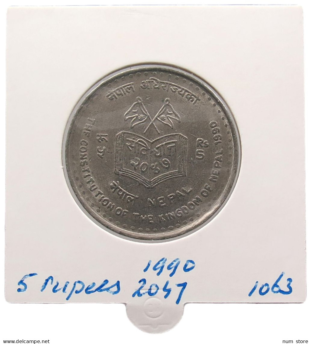 NEPAL 5 RUPEES 1990 2047 #alb069 0041 - Népal