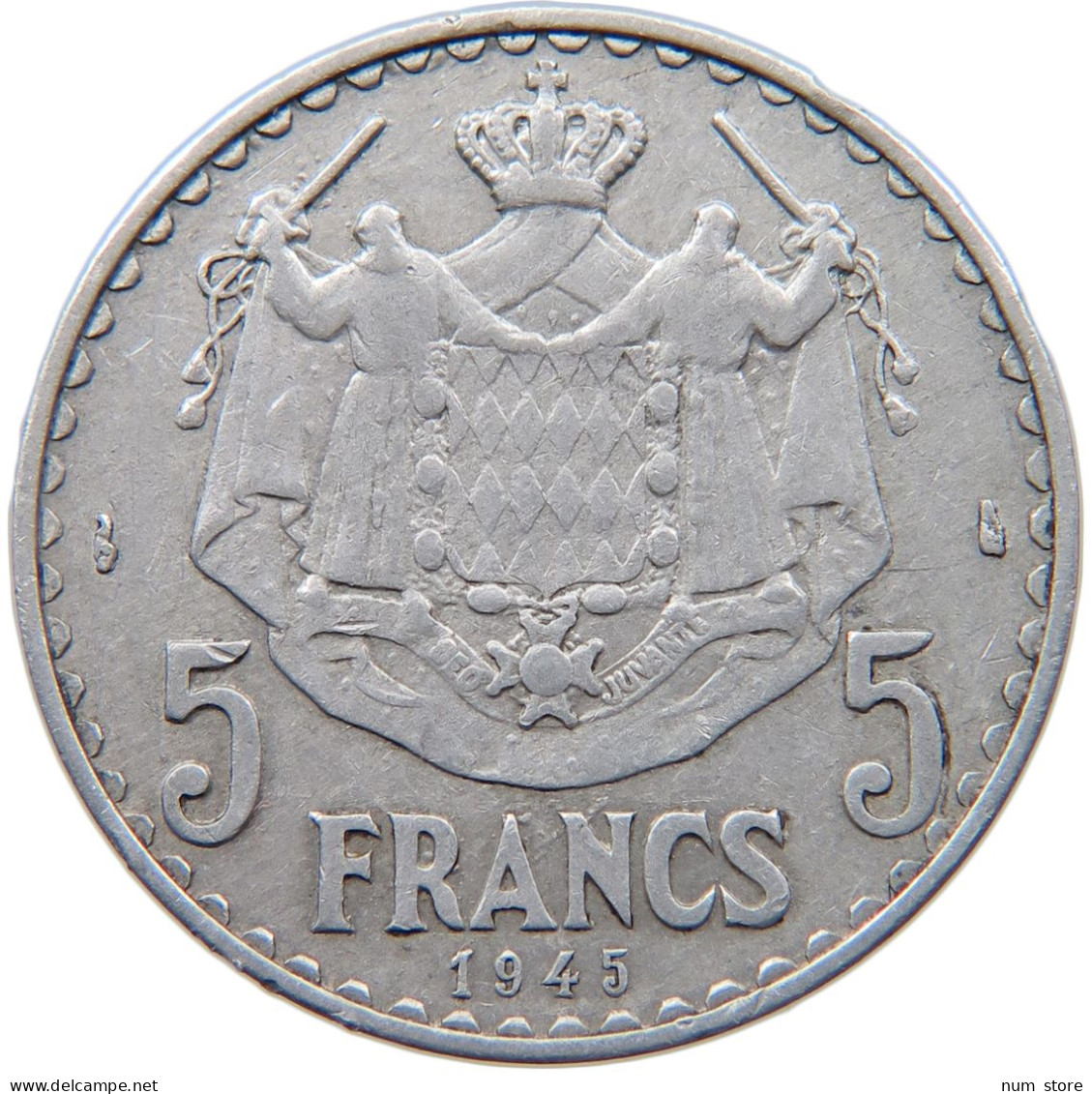 MONACO 5 FRANCS 1945 #s090 0003 - 1922-1949 Louis II