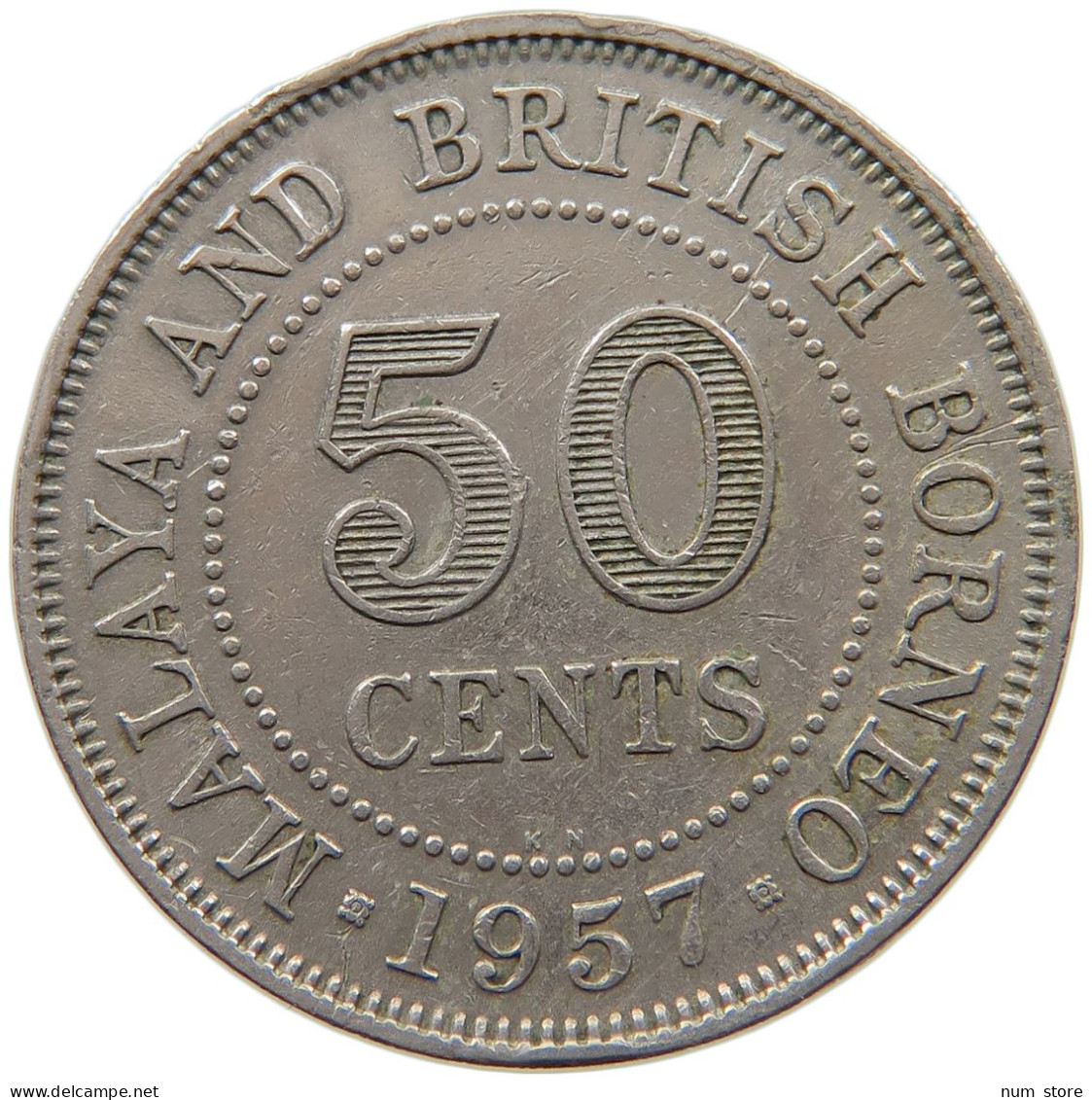 MALAYA AND BRITISH BORNEO 50 CENTS 1957 KN #s098 0201 - Colonias