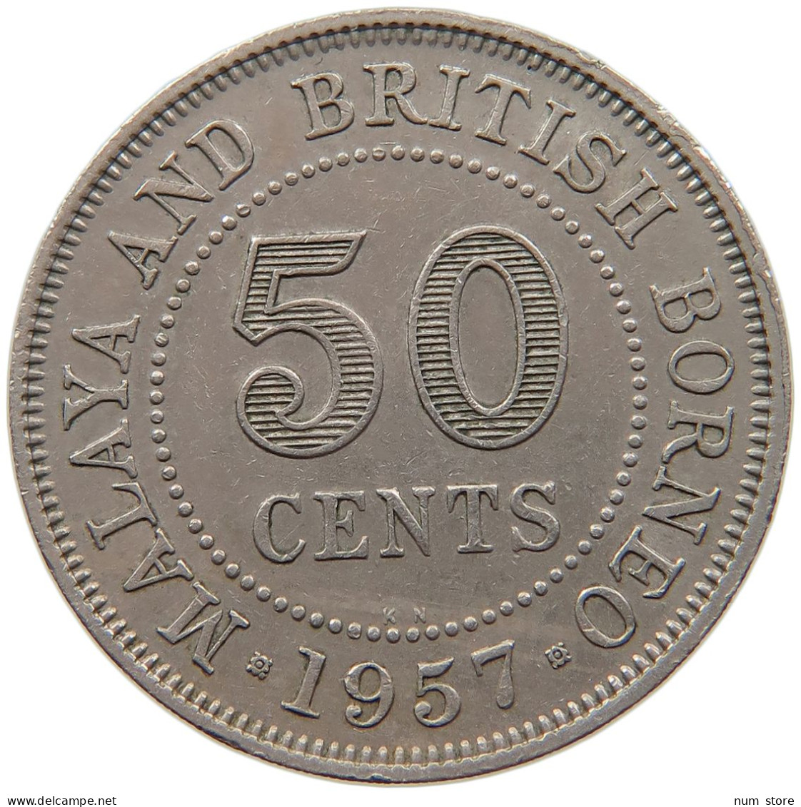 MALAYA AND BRITISH BORNEO 50 CENTS 1957 KN #s090 0091 - Colonias