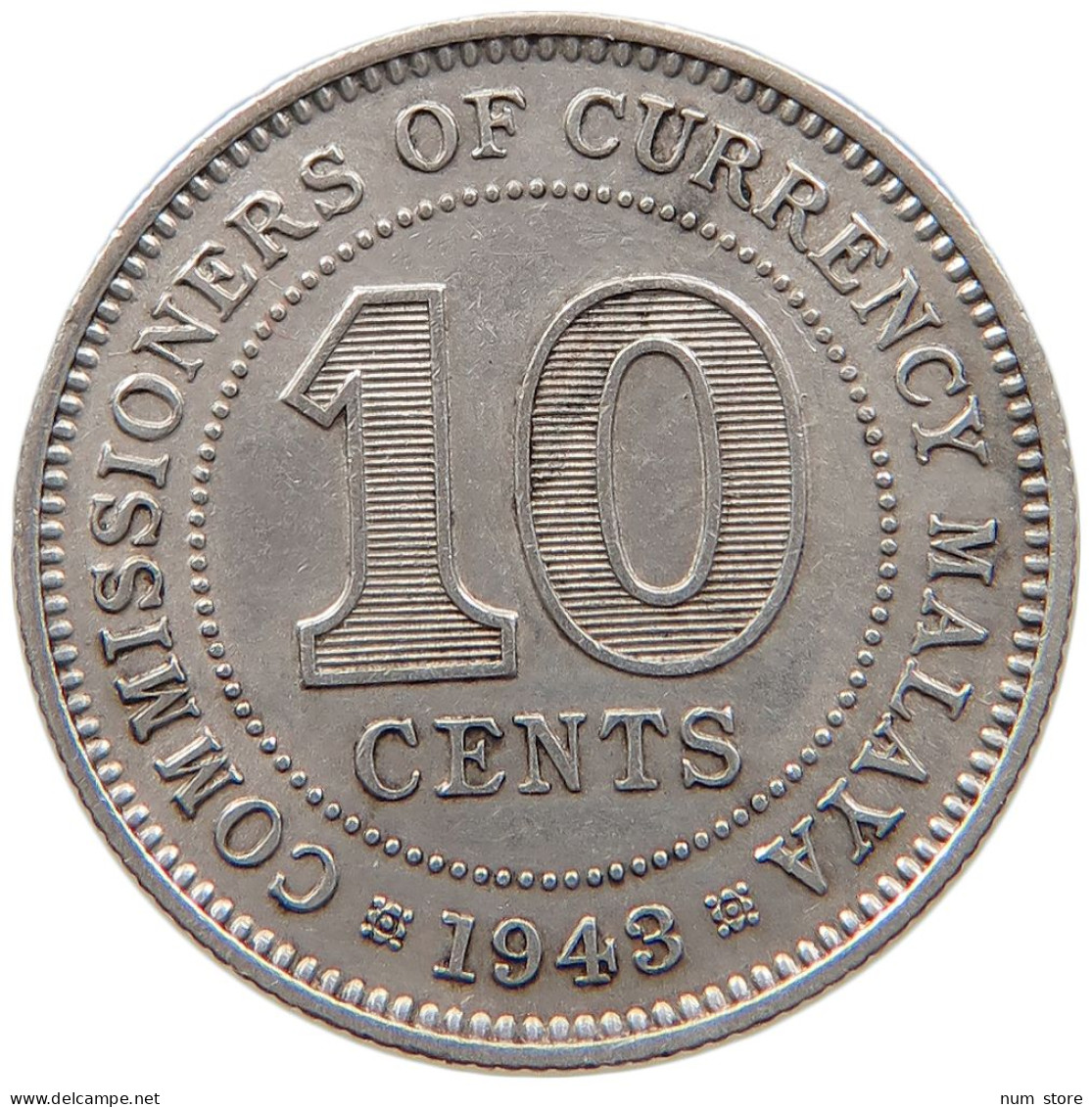 MALAYA 10 CENTS 1943 #s100 0829 - Colonias