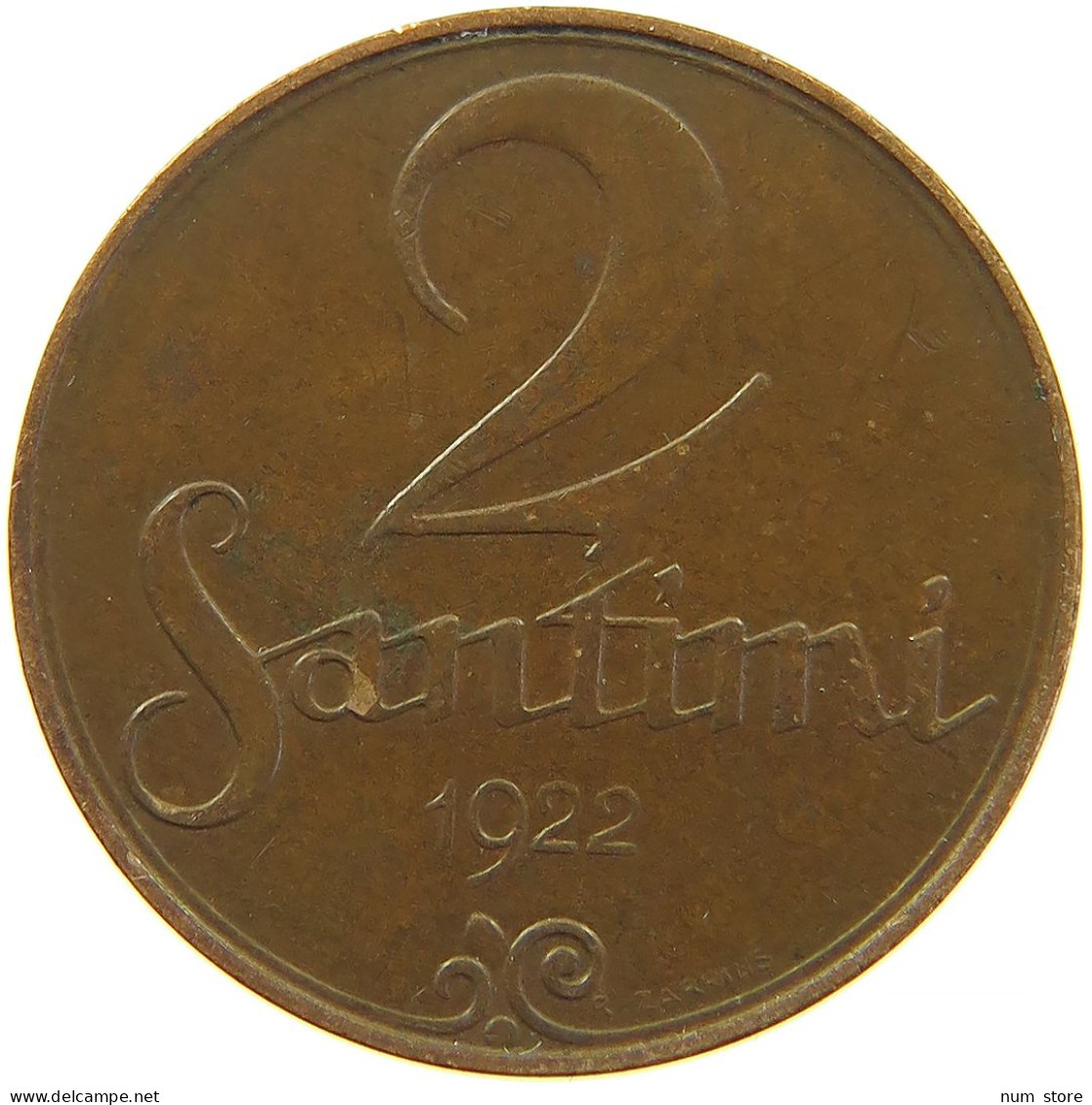 LATVIA 2 SANTIMI 1922 #s100 0431 - Letonia