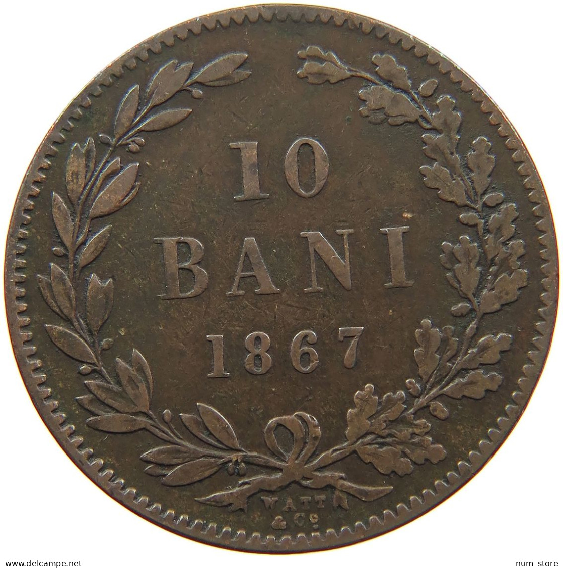 ROMANIA 10 BANI 1867 Watt & Co #s097 0135 - Roumanie