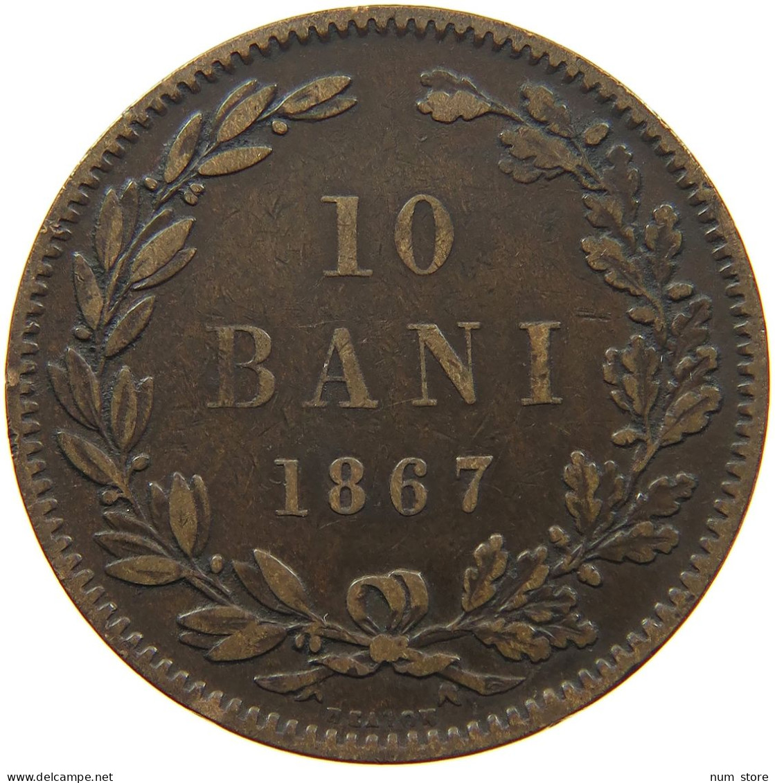 ROMANIA 10 BANI 1867 HEATON #s097 0141 - Roumanie