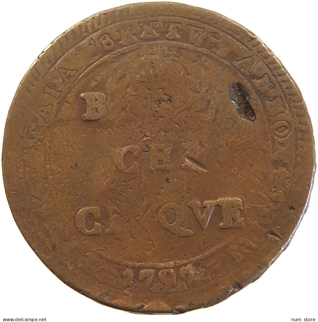 PAPAL STATES 5 BAIOCCHI 1797 #s101 0003 - Vaticano