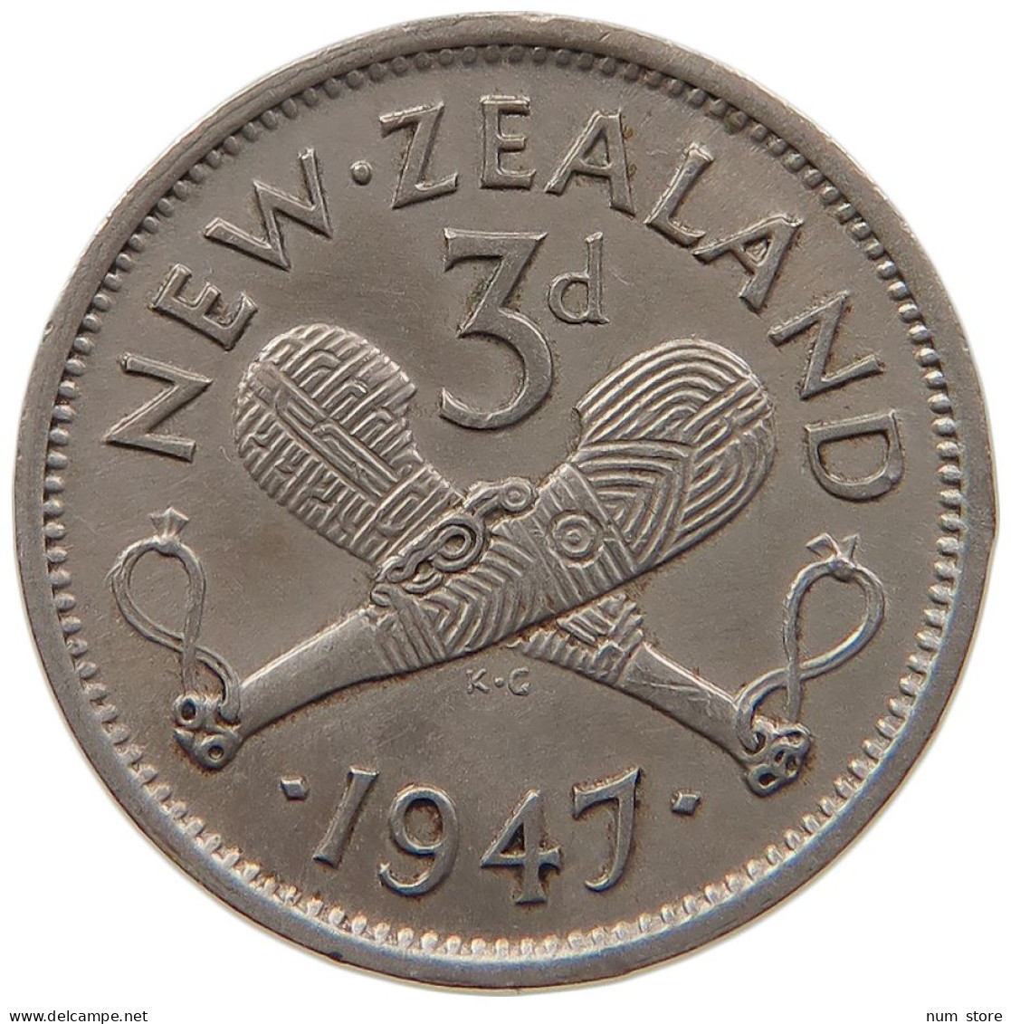 NEW ZEALAND 3 PENCE 1947 #s091 0555 - Nueva Zelanda