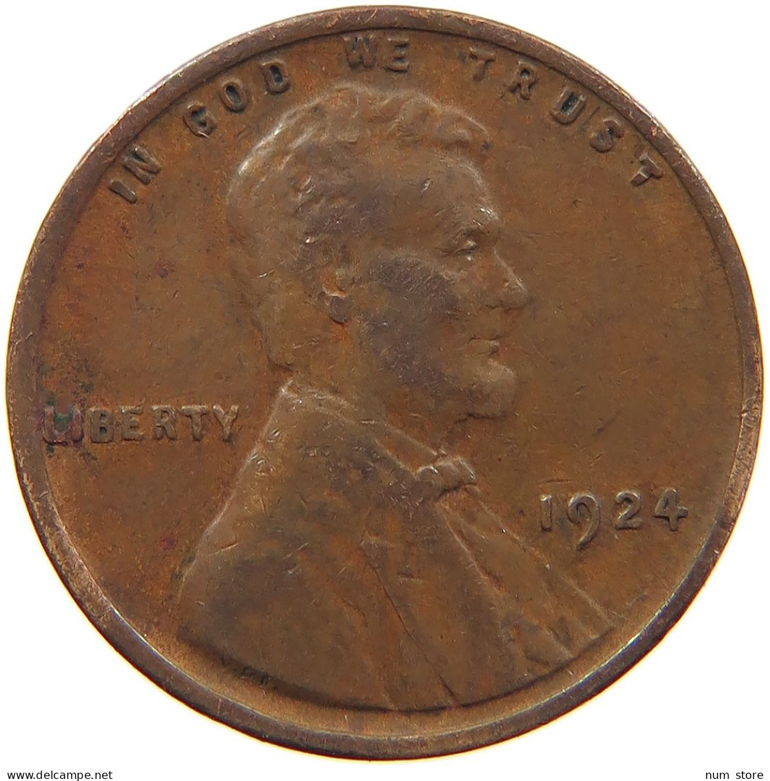 UNITED STATES OF AMERICA CENT 1924 LINCOLN #s094 0555 - 1909-1958: Lincoln, Wheat Ears Reverse