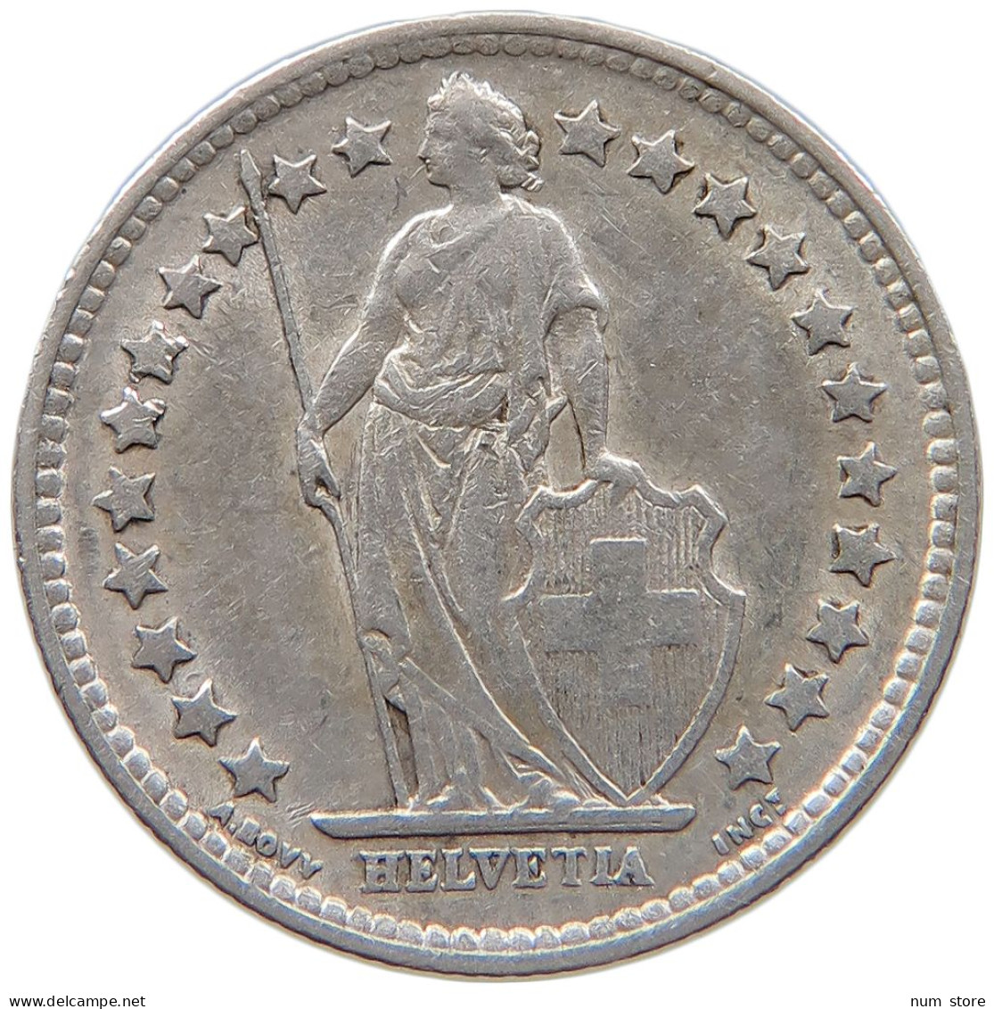 SWITZERLAND 1/2 FRANC FRANKEN 1898 #s100 0855 - 1/2 Franc