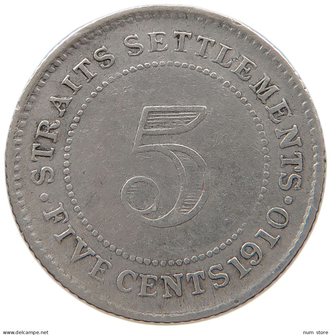 STRAITS SETTLEMENTS 5 CENTS 1910 #s100 0647 - Malaysia