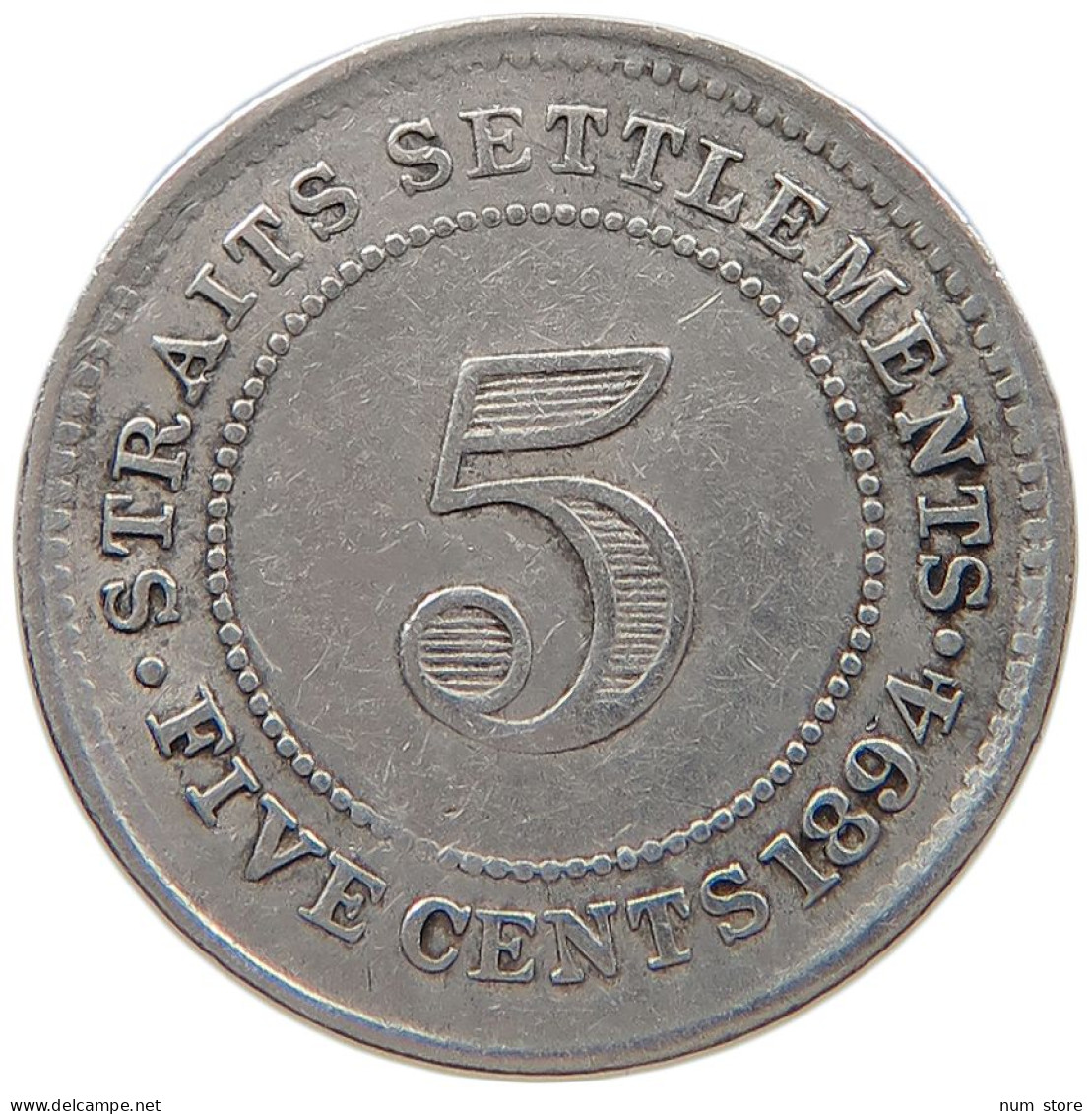 STRAITS SETTLEMENTS 5 CENTS 1894 #s100 0629 - Malesia