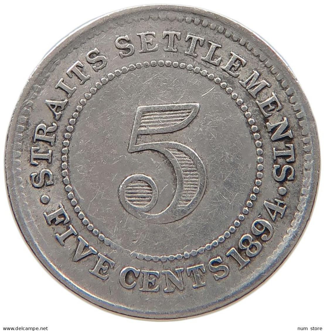 STRAITS SETTLEMENTS 5 CENTS 1894 #s100 0629 - Malaysie