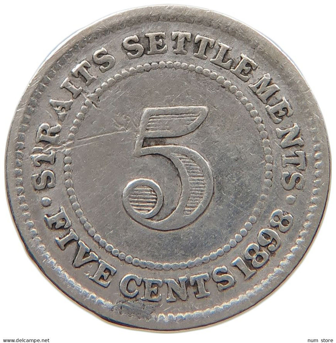 STRAITS SETTLEMENTS 5 CENTS 1898 #s100 0635 - Malesia