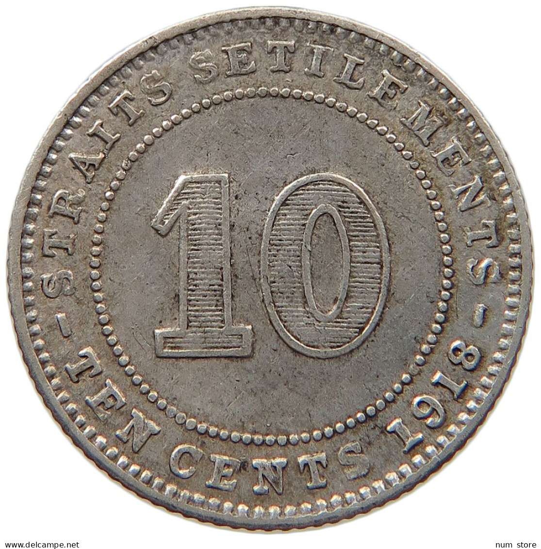 STRAITS SETTLEMENTS 10 CENTS 1918 #s100 0845 - Maleisië