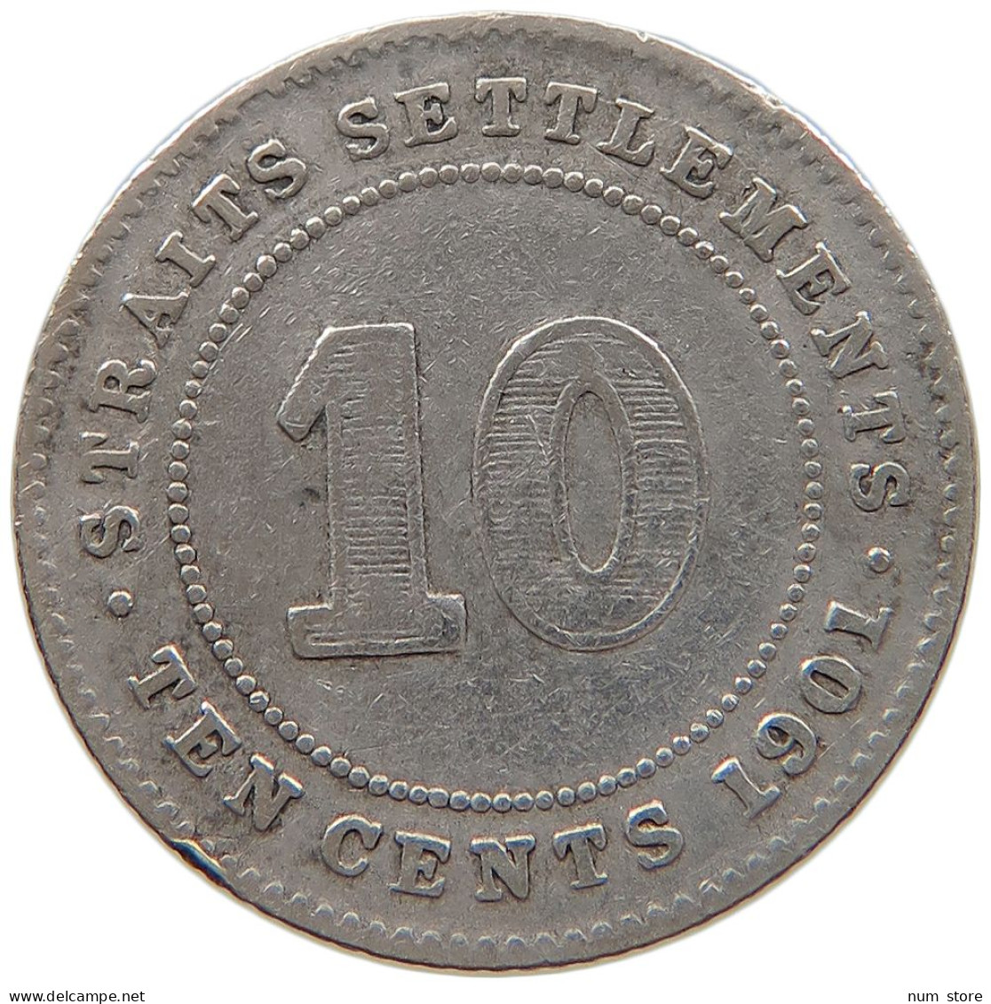 STRAITS SETTLEMENTS 10 CENTS 1901 #s100 0833 - Malaysie