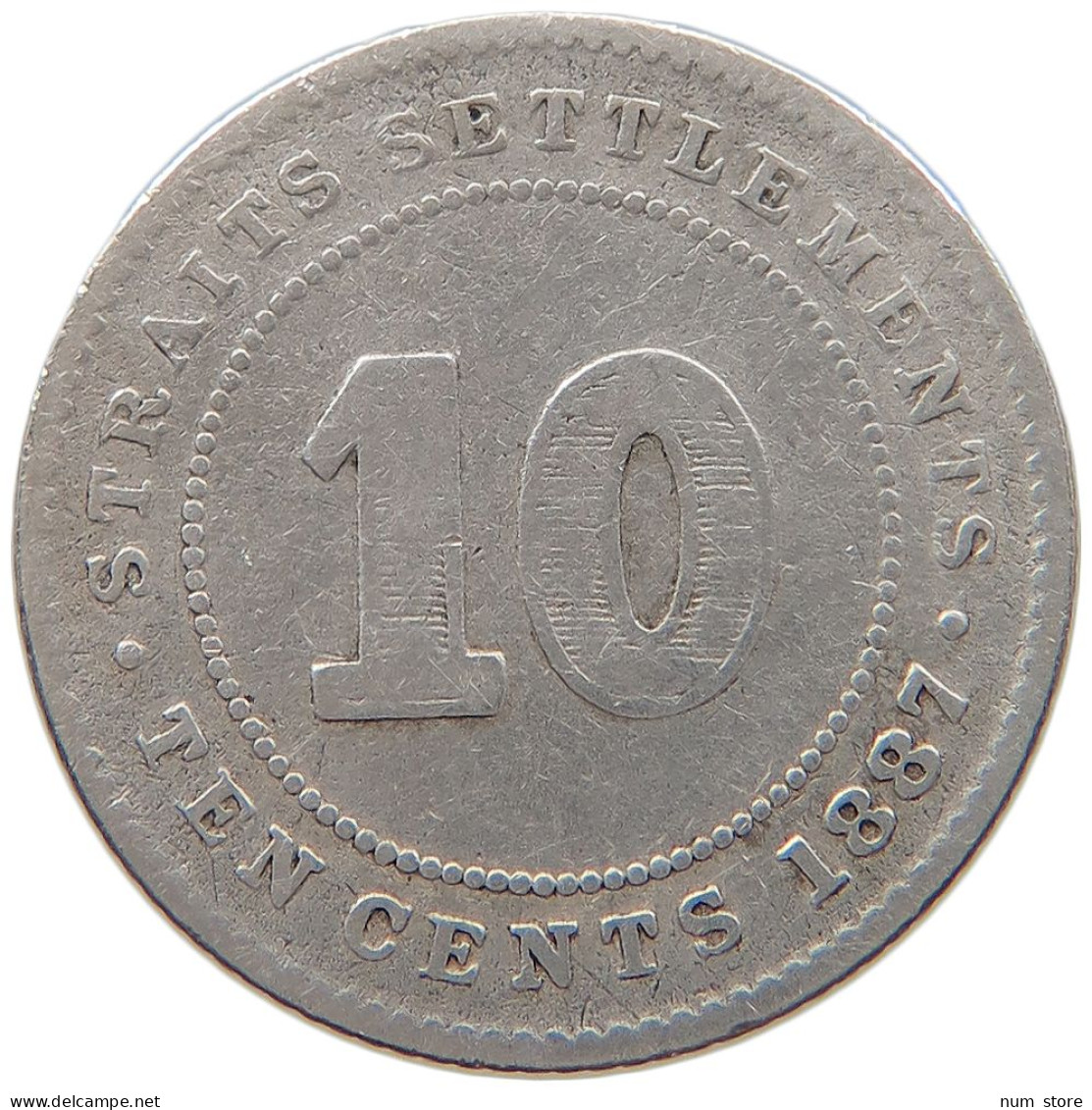 STRAITS SETTLEMENTS 10 CENTS 1887 #s100 0835 - Malaysie