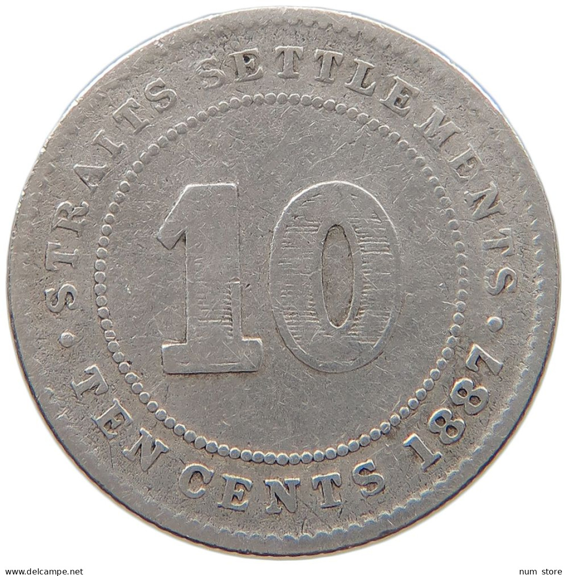 STRAITS SETTLEMENTS 10 CENTS 1887 #s100 0835 - Maleisië