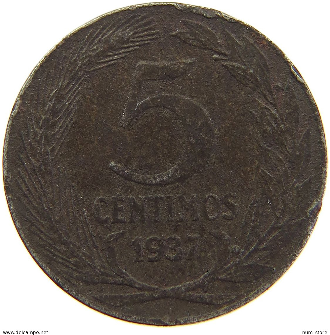 SPAIN 5 CENTIMOS 1937 #s100 0417 - 25 Céntimos