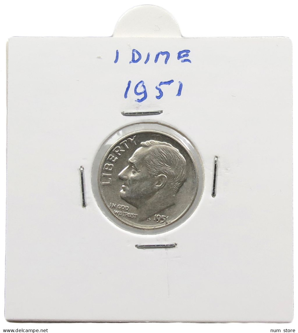 UNITED STATES OF AMERICA DIME 1951 ROOSEVELT #alb071 0445 - 1946-...: Roosevelt