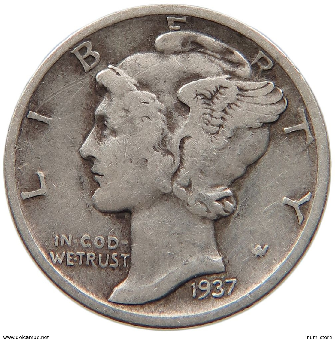 UNITED STATES OF AMERICA DIME 1937 MERCURY #s091 0243 - 1916-1945: Mercury (Mercure)
