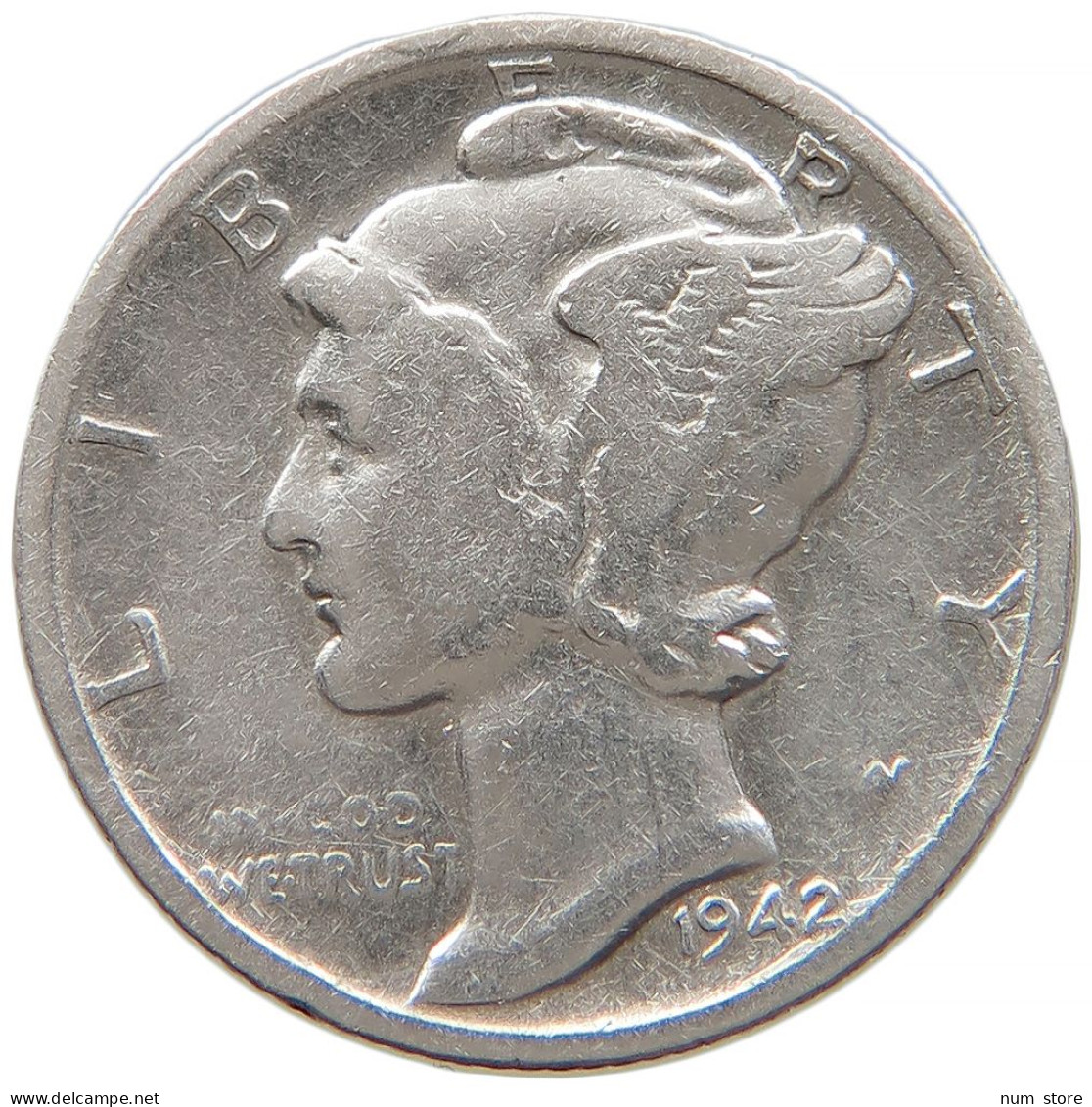 UNITED STATES OF AMERICA DIME 1942 S #s091 0165 - 1916-1945: Mercury