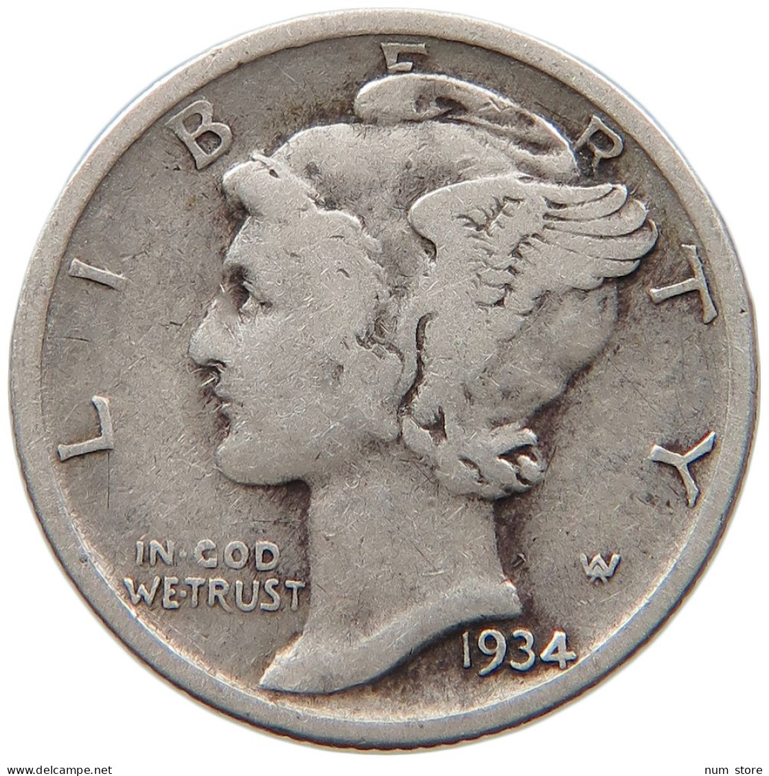 UNITED STATES OF AMERICA DIME 1934 MERCURY #s091 0237 - 1916-1945: Mercury (kwik)