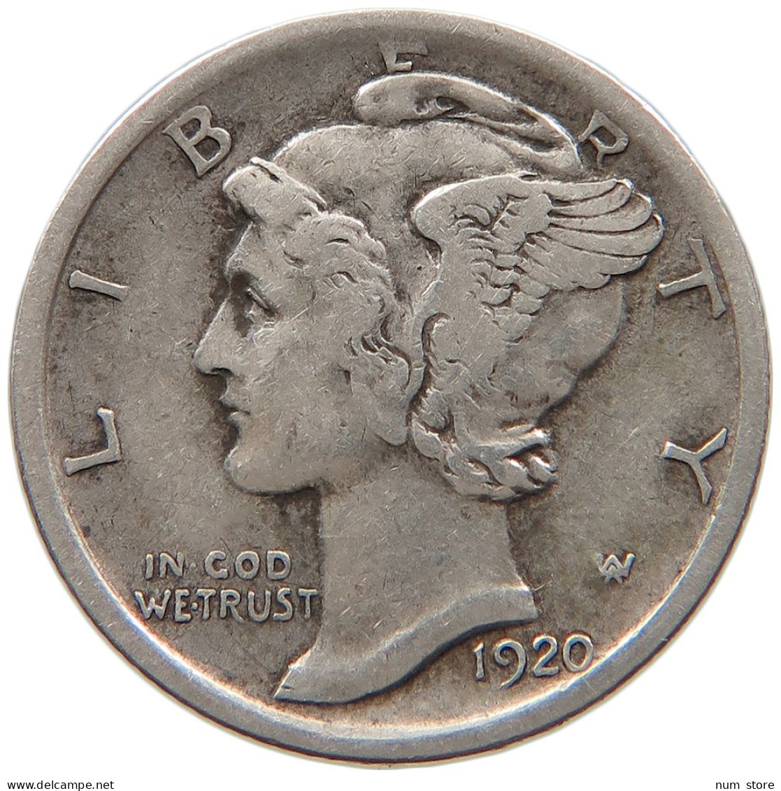 UNITED STATES OF AMERICA DIME 1920 MERCURY #s091 0235 - 1916-1945: Mercury (kwik)