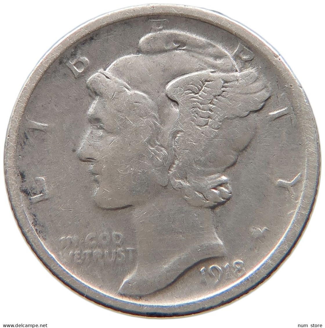 UNITED STATES OF AMERICA DIME 1918 MERCURY #s091 0245 - 1916-1945: Mercury (Mercure)