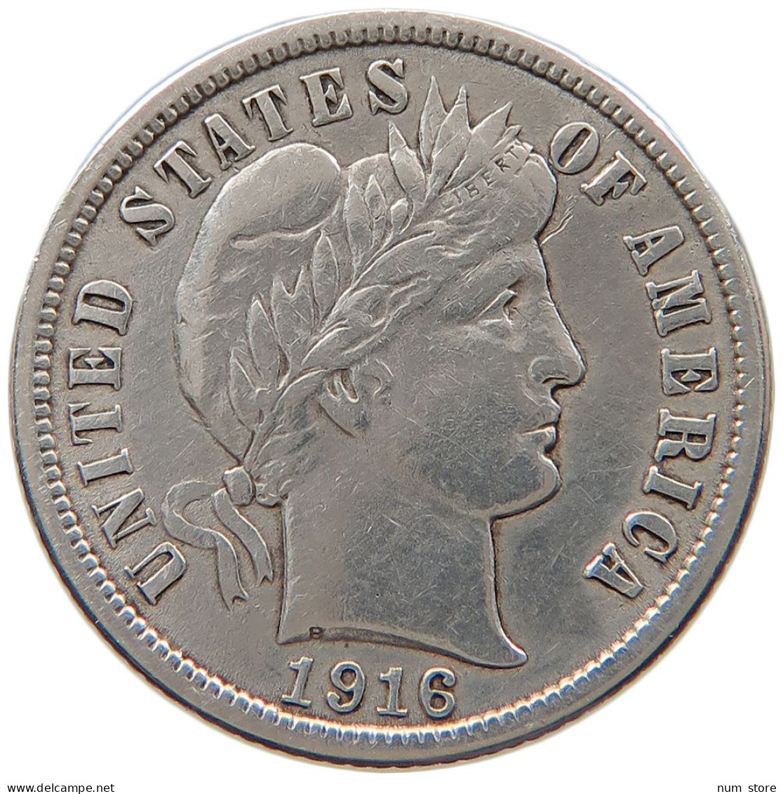 UNITED STATES OF AMERICA DIME 1916 BARBER #s091 0225 - 1892-1916: Barber