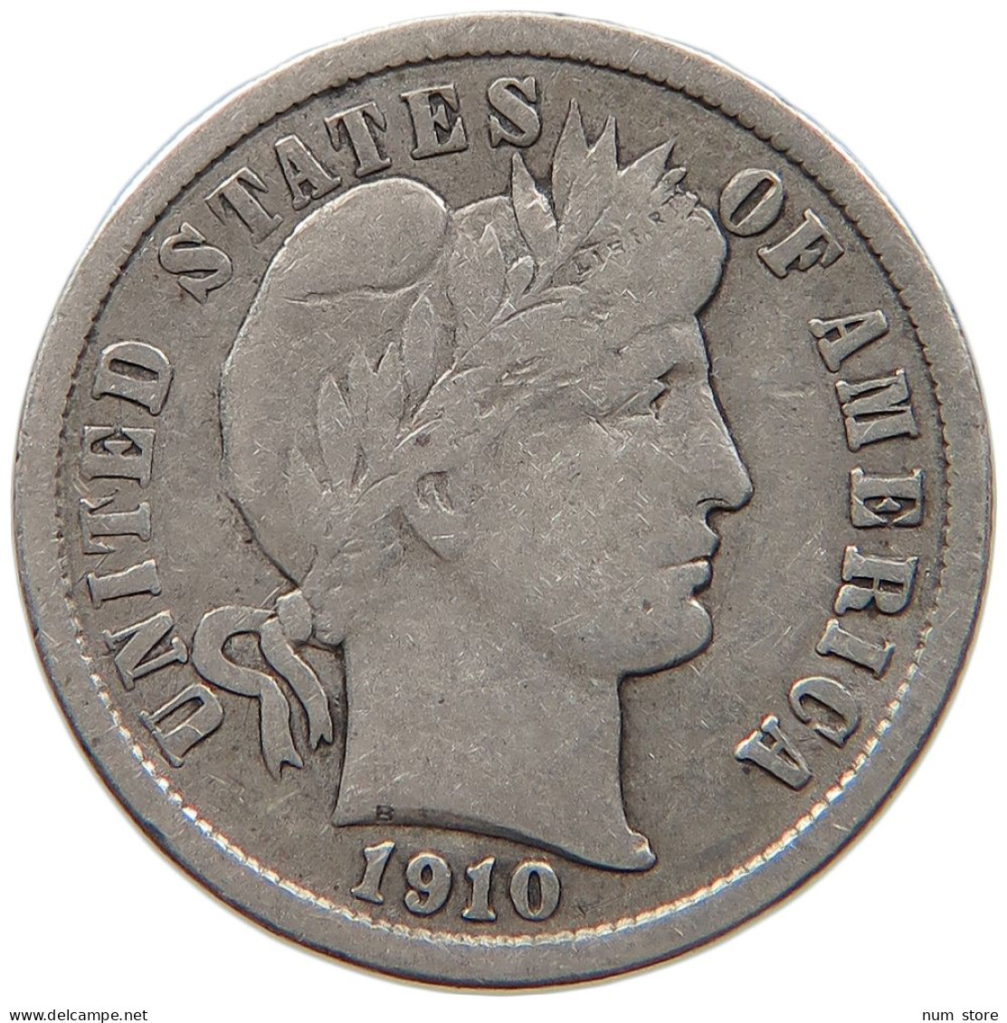 UNITED STATES OF AMERICA DIME 1910 BARBER #s096 0291 - 1892-1916: Barber