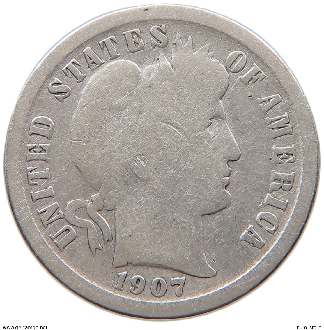 UNITED STATES OF AMERICA DIME 1907 O BARBER #s091 0229 - 1892-1916: Barber