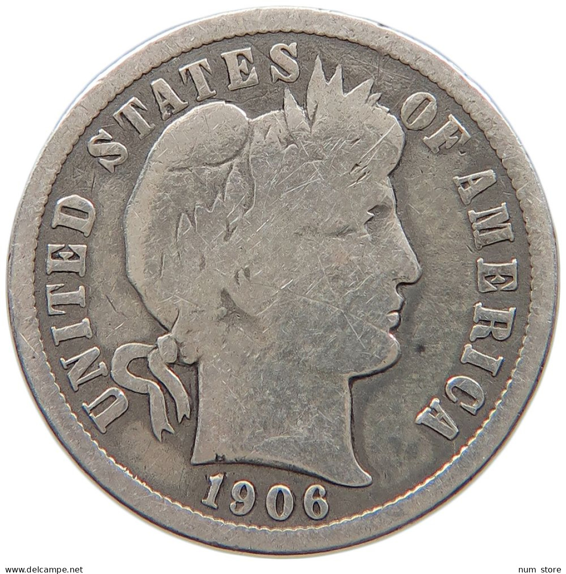 UNITED STATES OF AMERICA DIME 1906 BARBER #s091 0219 - 1892-1916: Barber