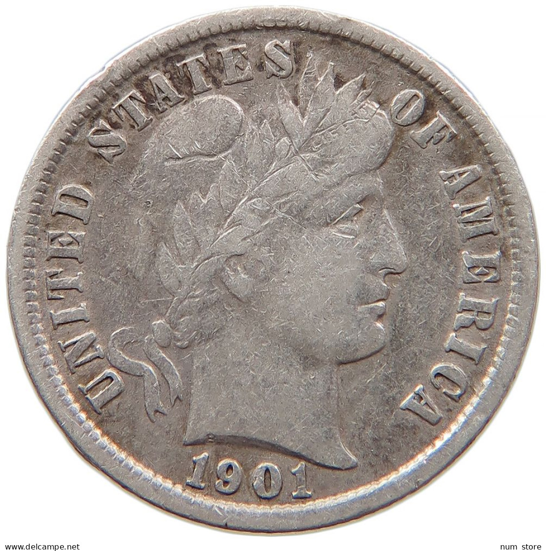 UNITED STATES OF AMERICA DIME 1901 BARBER #s091 0193 - 1892-1916: Barber