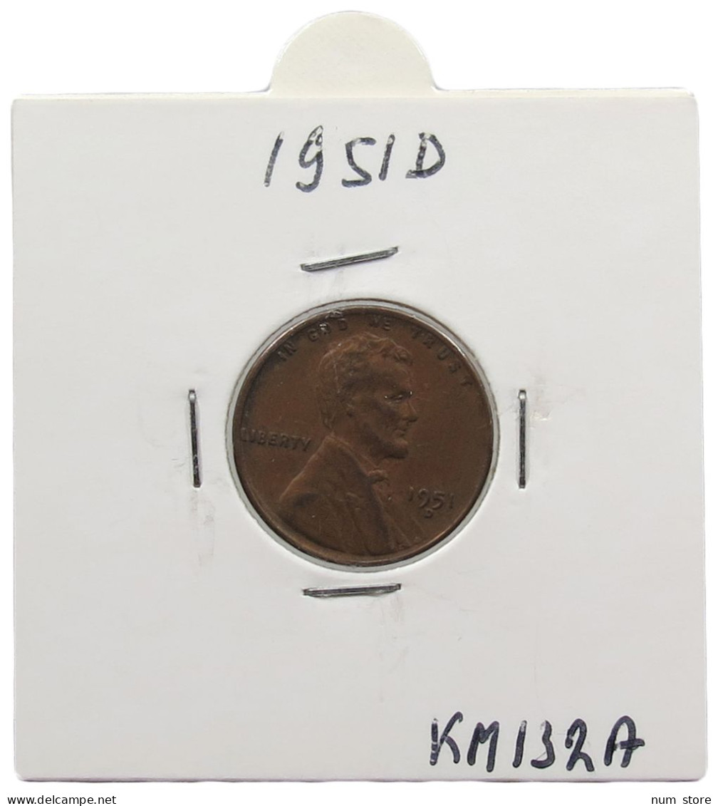 UNITED STATES OF AMERICA CENT 1951 D LINCOLN #alb072 0035 - 1909-1958: Lincoln, Wheat Ears Reverse