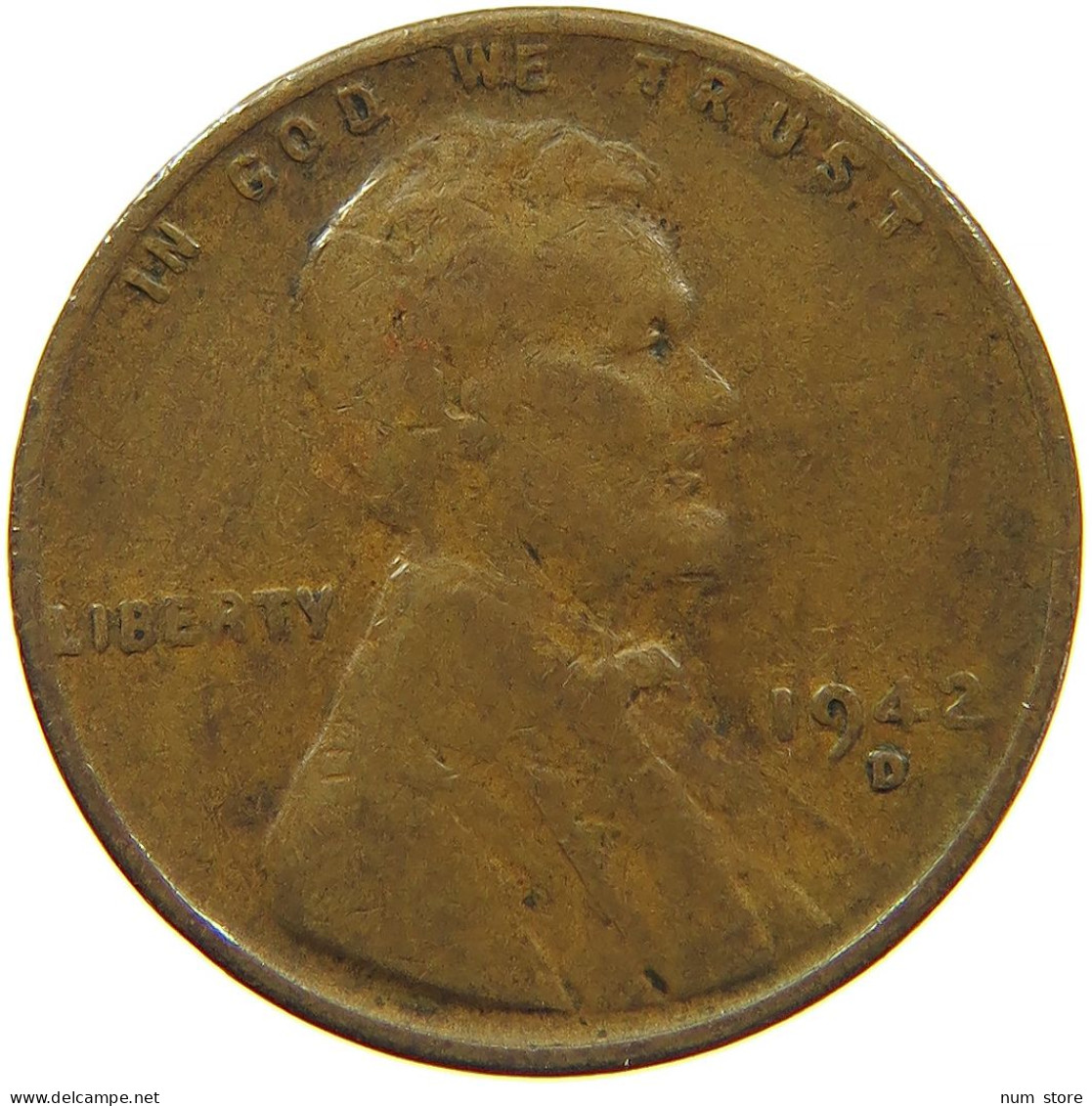 UNITED STATES OF AMERICA CENT 1942 D LINCOLN #s091 0289 - 1909-1958: Lincoln, Wheat Ears Reverse