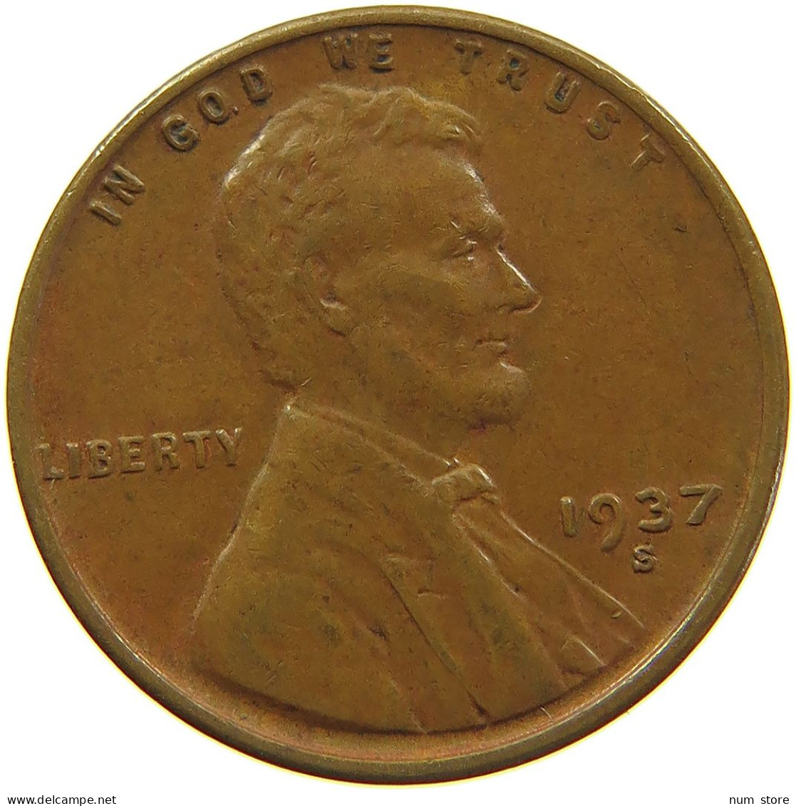 UNITED STATES OF AMERICA CENT 1937 S LINCOLN #s091 0295 - 1909-1958: Lincoln, Wheat Ears Reverse