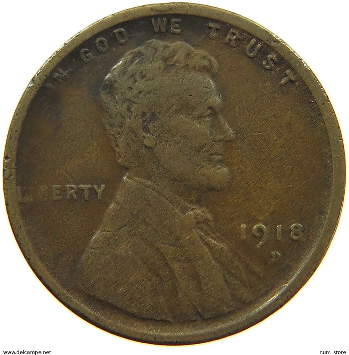 UNITED STATES OF AMERICA CENT 1918 D LINCOLN #s091 0349 - 1909-1958: Lincoln, Wheat Ears Reverse