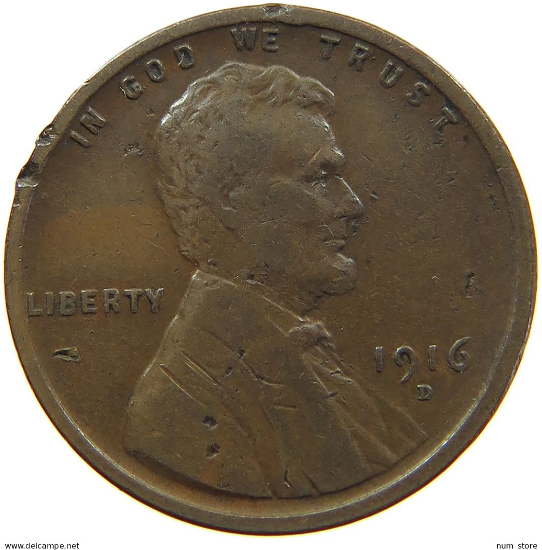 UNITED STATES OF AMERICA CENT 1916 D LINCOLN #s091 0287 - 1909-1958: Lincoln, Wheat Ears Reverse