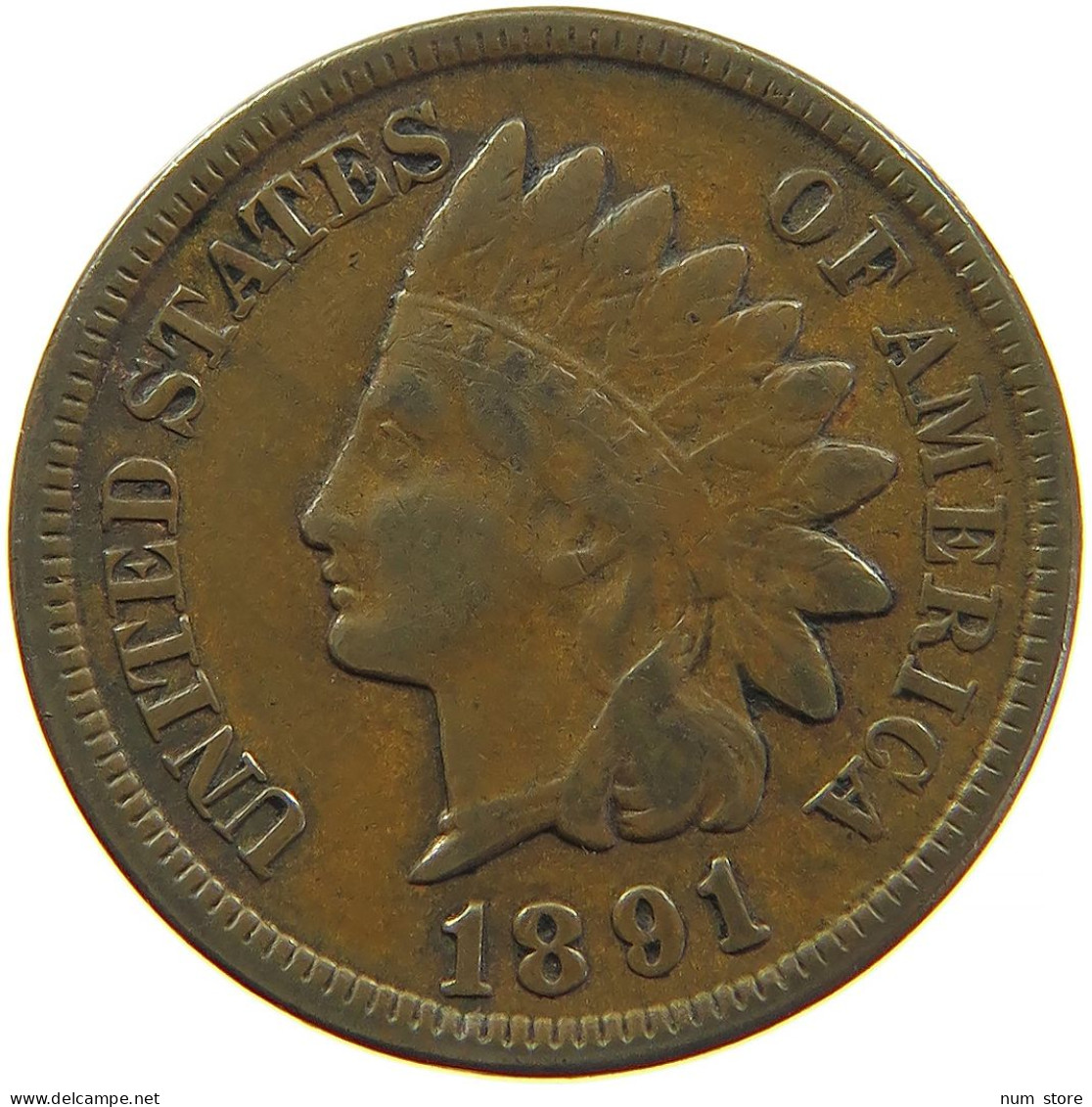 UNITED STATES OF AMERICA CENT 1891 INDIAN HEAD #s091 0371 - 1859-1909: Indian Head