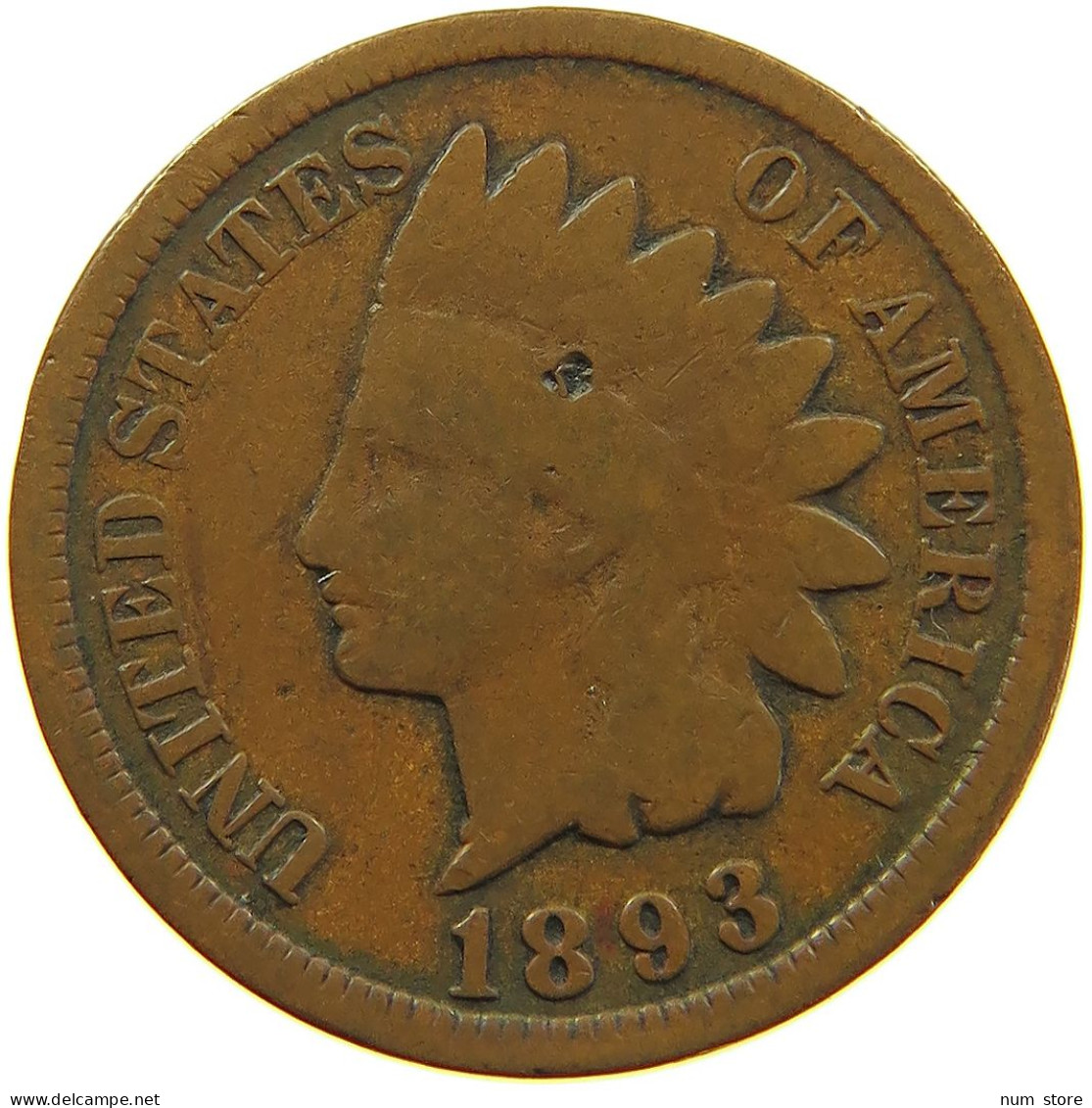 UNITED STATES OF AMERICA CENT 1893 INDIAN HEAD #s091 0381 - 1859-1909: Indian Head