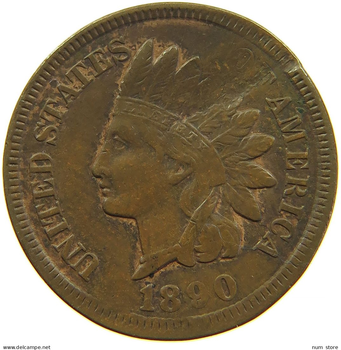 UNITED STATES OF AMERICA CENT 1890 INDIAN HEAD #s091 0393 - 1859-1909: Indian Head