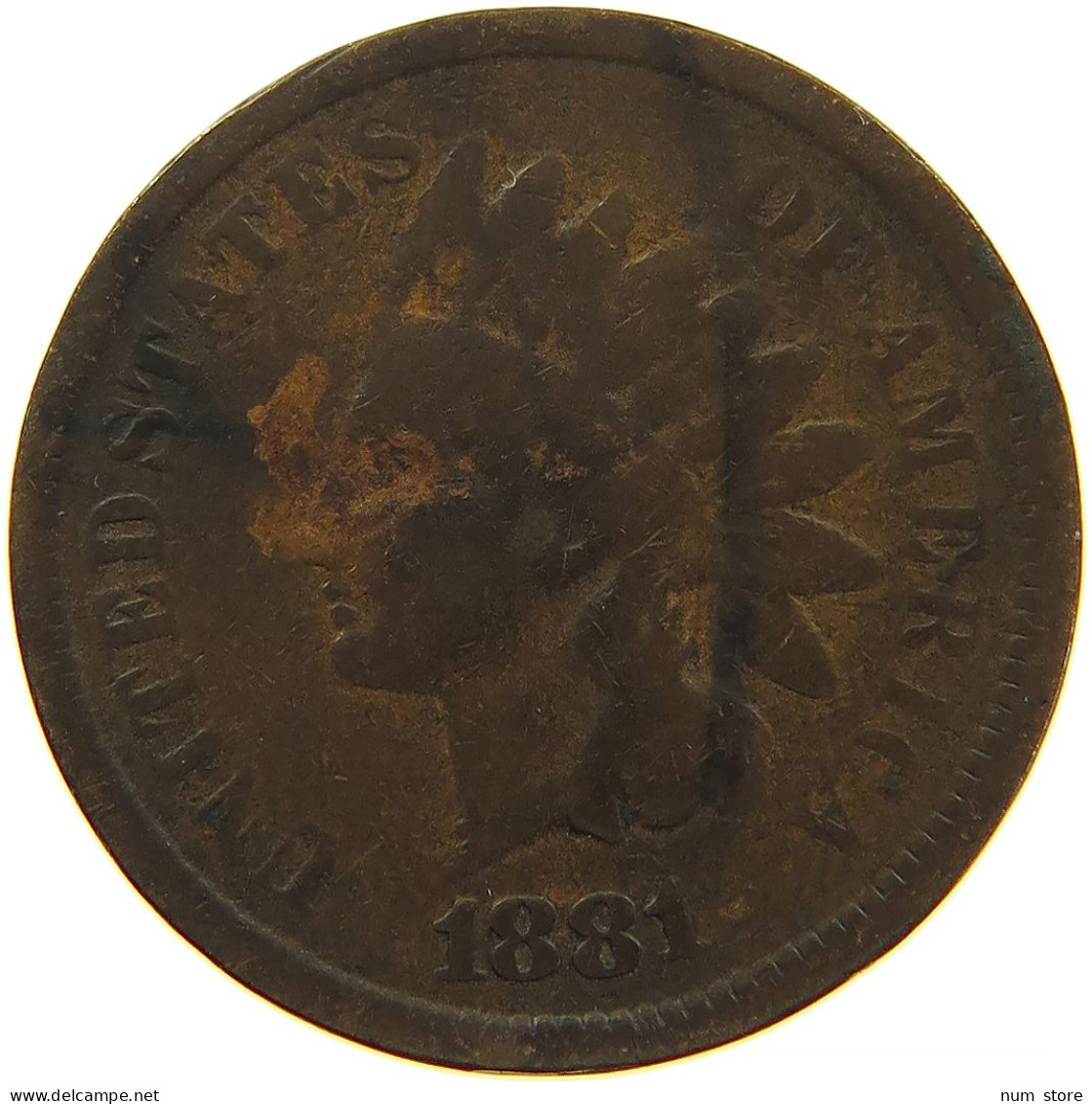 UNITED STATES OF AMERICA CENT 1881 INDIAN HEAD #s091 0389 - 1859-1909: Indian Head